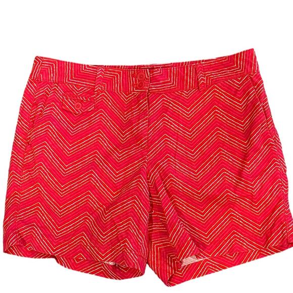 Loft Womens Size 6 Red with Pink and White Zig Zag Stripes Shorts - Picture 1 of 6